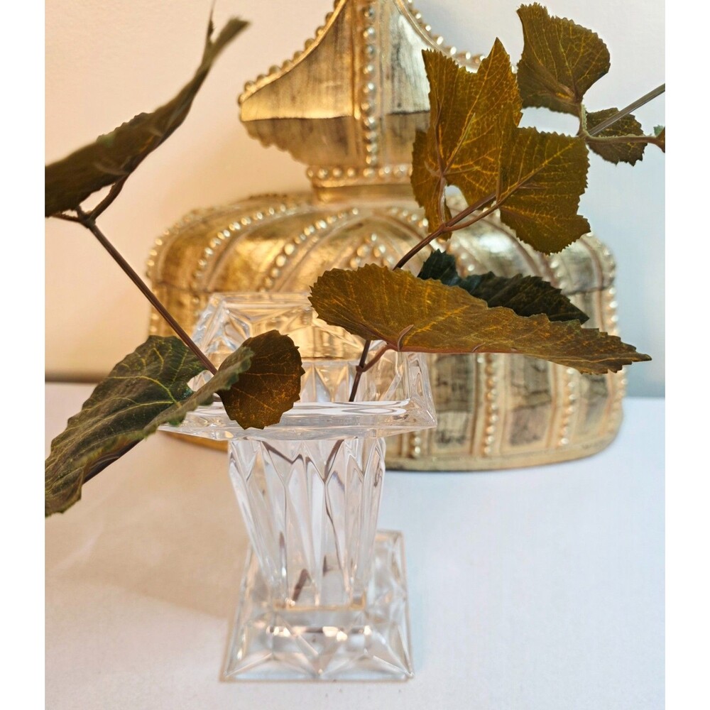 VTG PartyLite Quad Prism 24% Clear Lead Crystal Pedestal Candle Holder & Vase - Picture 4 of 8